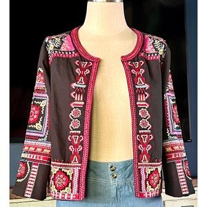 Anthropologie Abstract Embroidered Jacket S